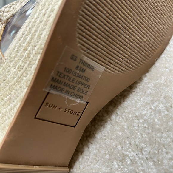 Sun + Stone trinnie Woman Strappy Macrame Wedge Espadrille Sandal beige size 8.5 - Picture 6 of 7